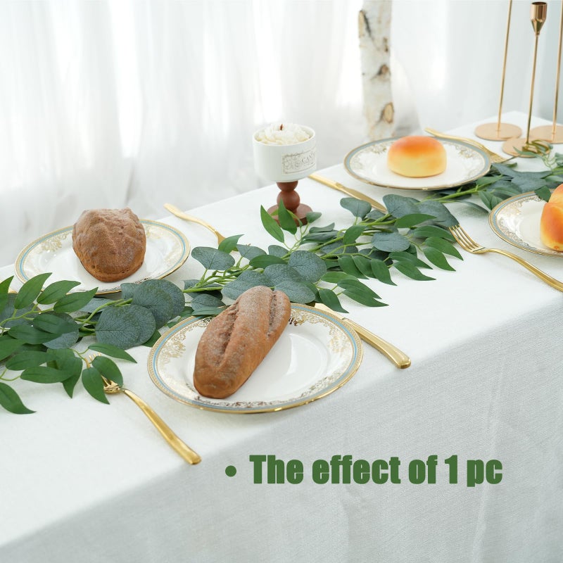 Trimgrace 2 Pack Artificial Eucalyptus Garland Each 6.5 FT Faux Greenery Garland for Wedding Mantle Table Runner DIY Garlands Decor - Image 4